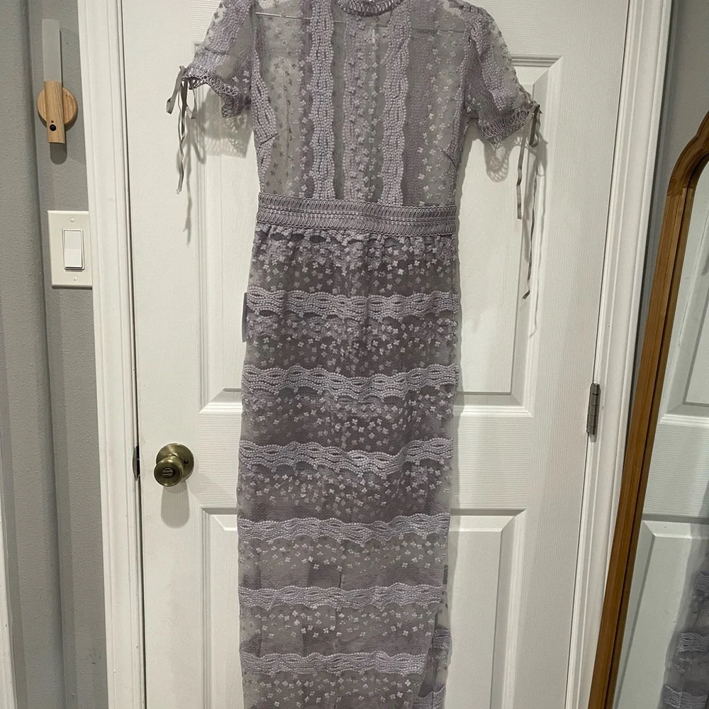 Self-Portrait Lilac Sheer Dress - Picture 6 of 9